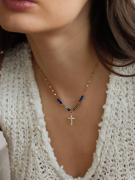 Merel Stone Cross Necklace