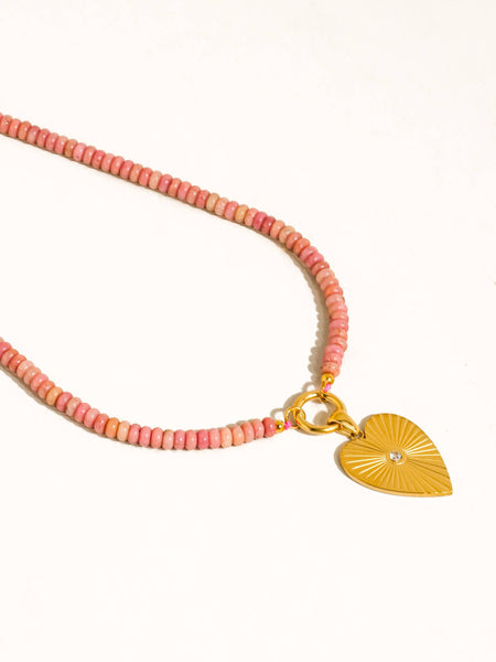 Islay Bobo Natural Stone Necklace in Pink