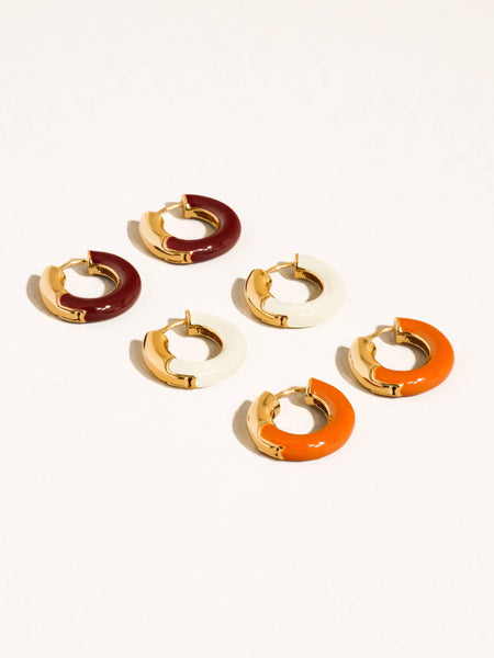 Odessa Enamel Hoops in White