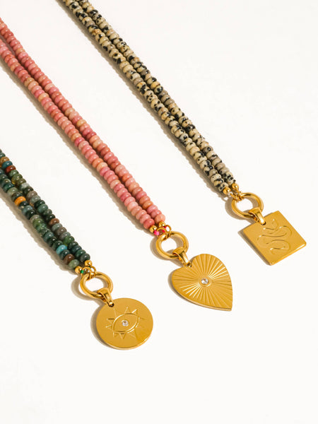Islay Bobo Natural Stone Necklace in Pink