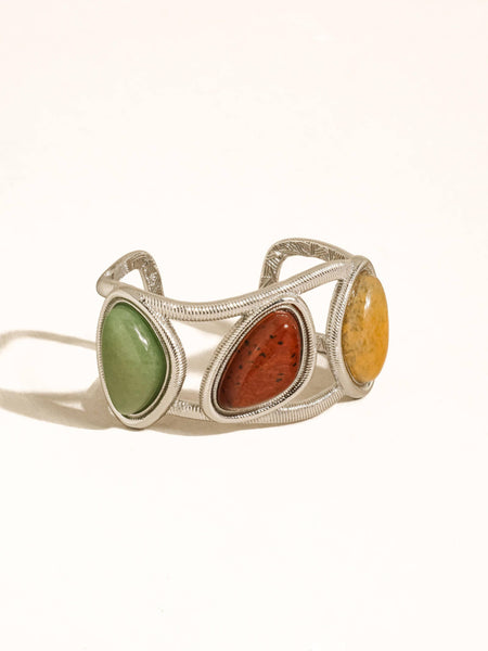 Auburn Stone Cuff Bracelet in Silver