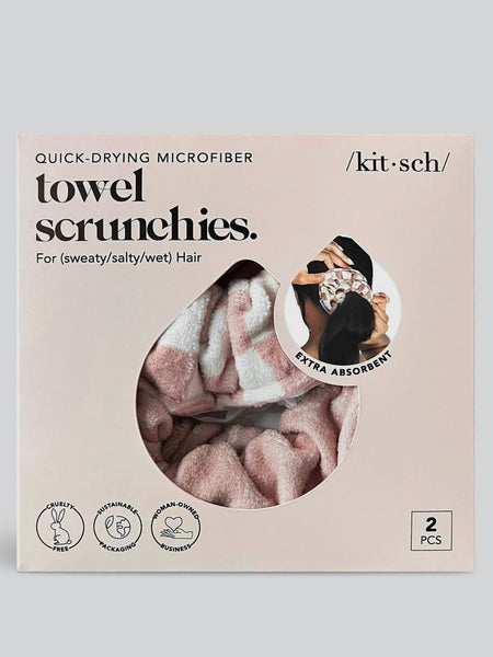 Microfiber Quick Dry Towel Scrunchies 2pc in Terracotta Checker