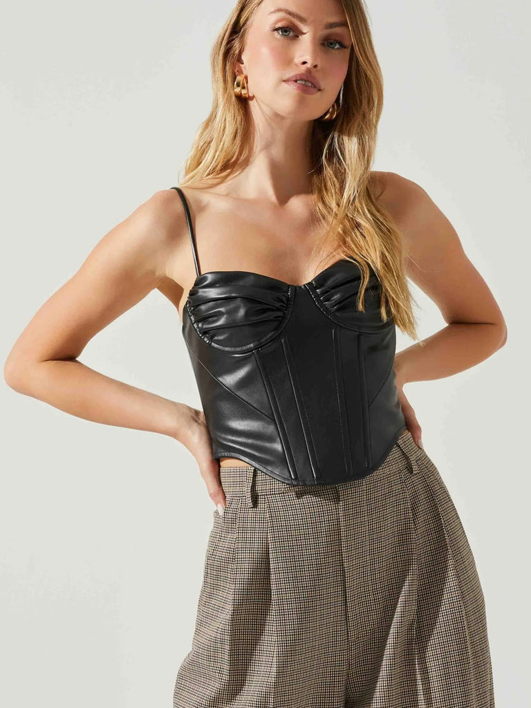 Trishna Faux Leather Corset Top