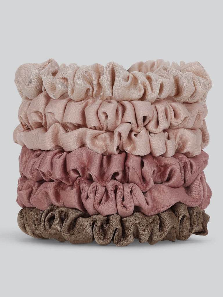Ultra Petite Satin Scrunchies 6pc in Terracotta