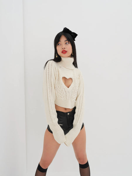 White cut hot sale out sweater