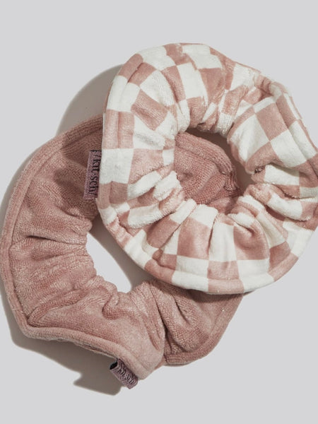 Microfiber Quick Dry Towel Scrunchies 2pc in Terracotta Checker
