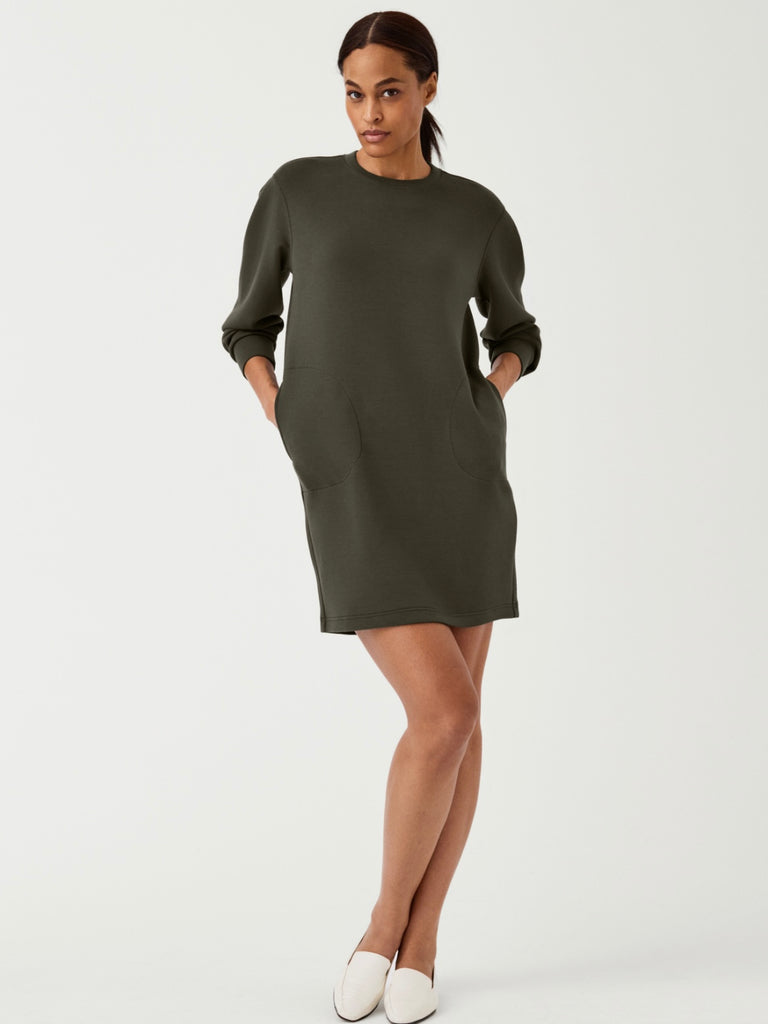 Crew Neck Dress in Dark Palm