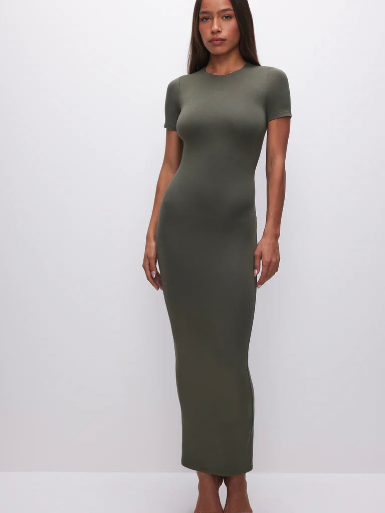 Super Stretch Maxi Dress in Fatigue