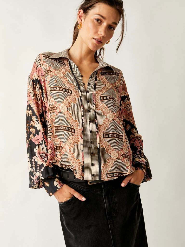 Virgo Baby Button Down in Black Combo