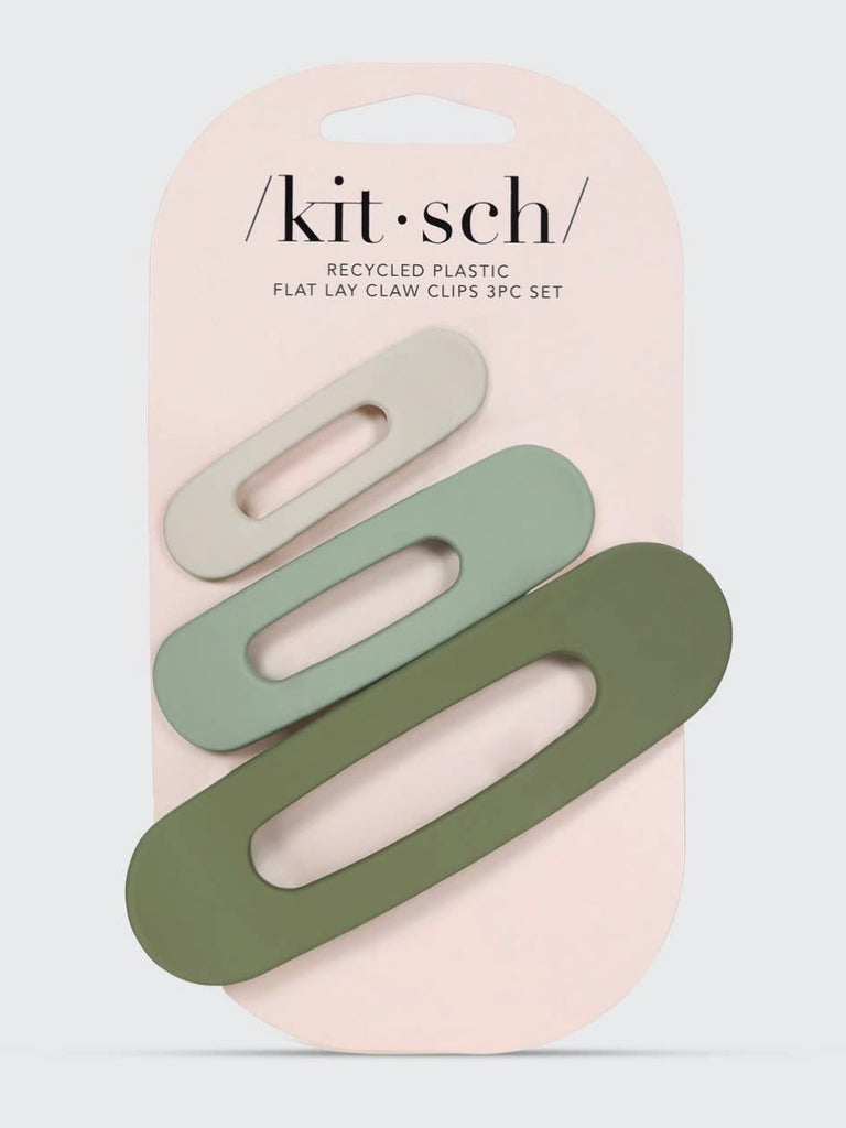 Recycled Plastic Matte Flay Lay Clap Clip 3pc in Eucalyptus