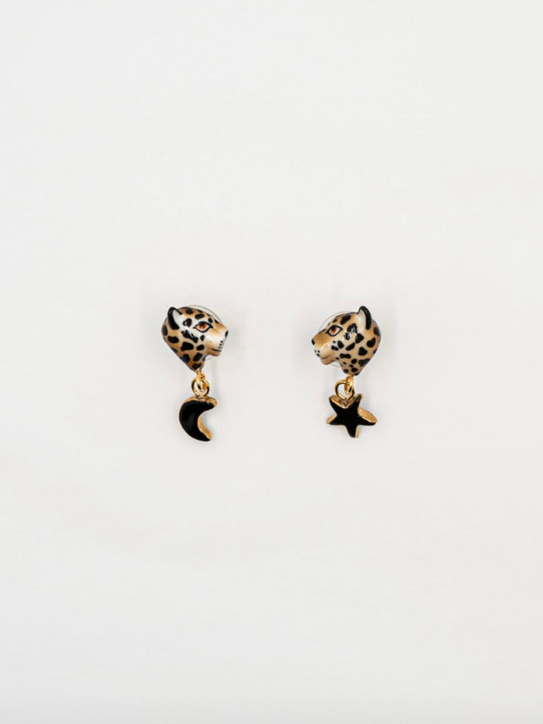 Leopard Star & Moon Studs
