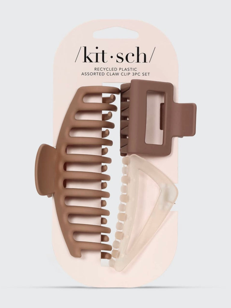 Recycled Plastic Assorted Claw Clip 3pc Set in Oversized