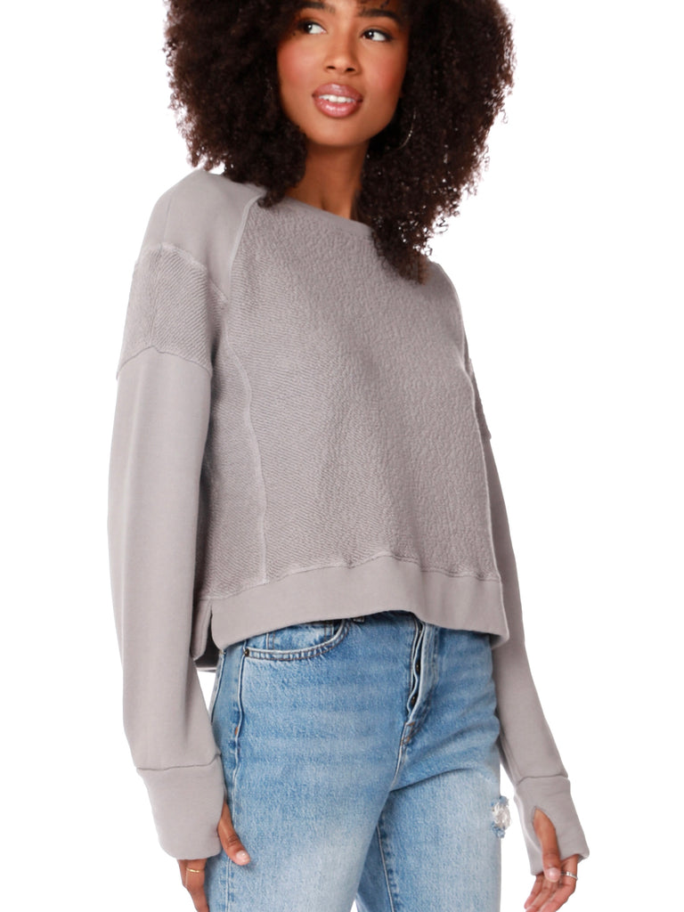 Reverse Panel Pullover in Lead
