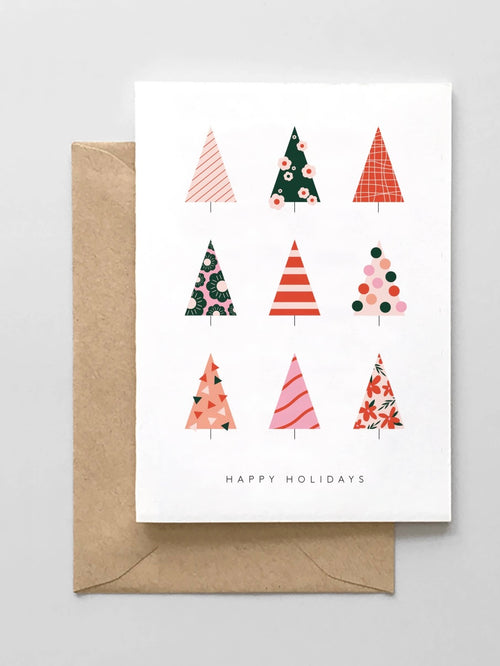 Happy Holidays Modern Tree Card