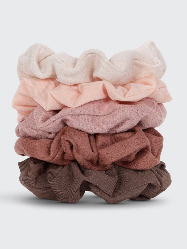 Assorted Textured Scrunchies 5pc Set in Terracotta