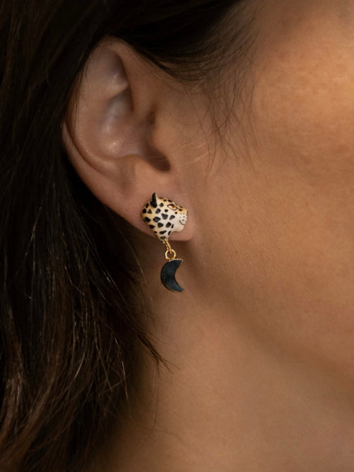 Leopard Star & Moon Studs