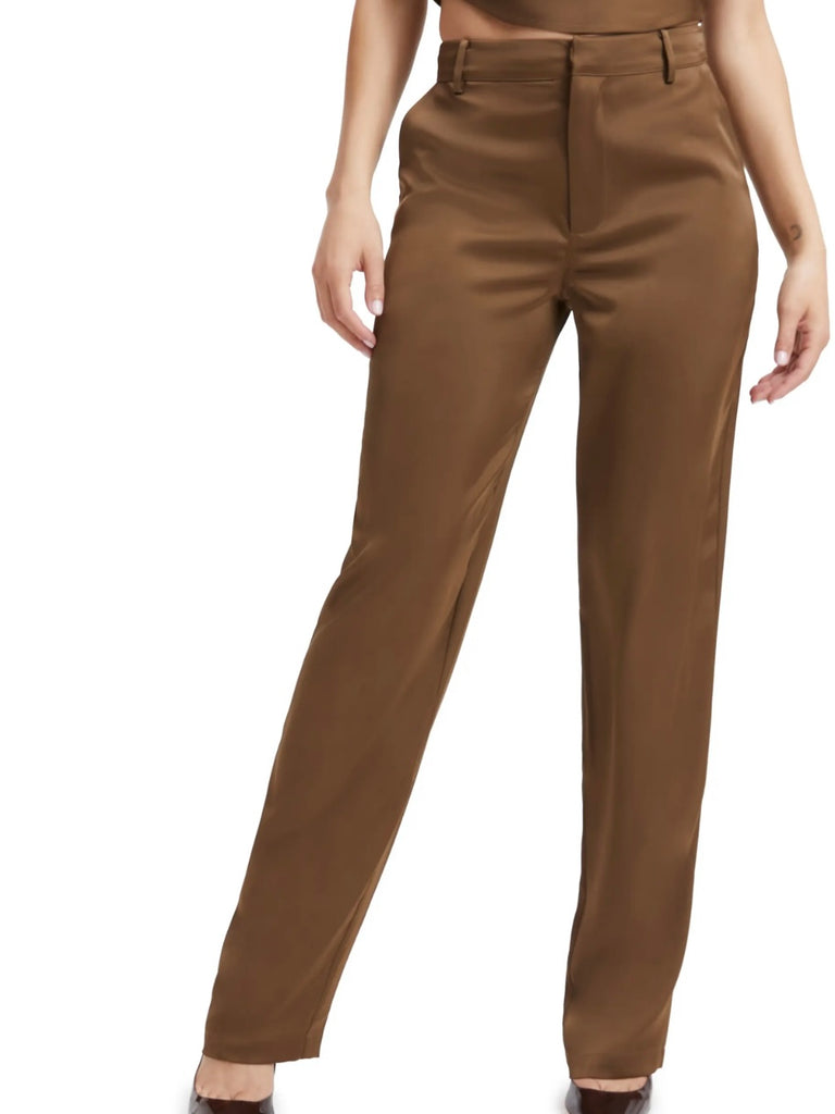 Satin Trouser in Light Mocha