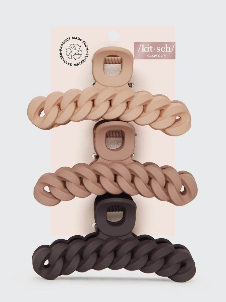 Eco-Friendly Chain Claw Clip 3pc Set in Neutral