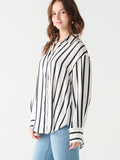 A Stripe Above Button Up in White/Navy