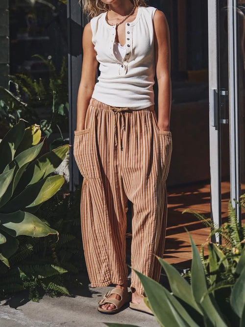 You're My Kind Of Stripe Pants in Taupe