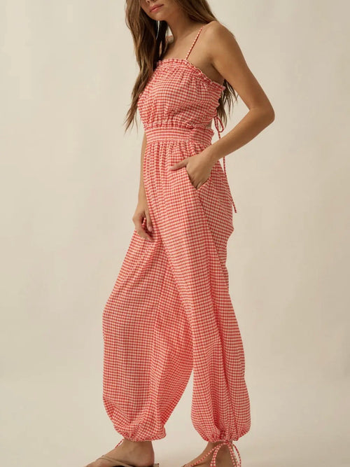 Take Me To Tennessee Jumpsuit in Red Gingham
