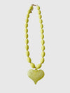 Roxie Beaded Heart Necklace in Chartreuse
