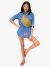 Grande Fanny in Olive Multi Woven Checker Stripe