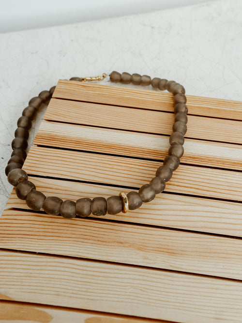 18" Glass Washer Necklace in Charcoal