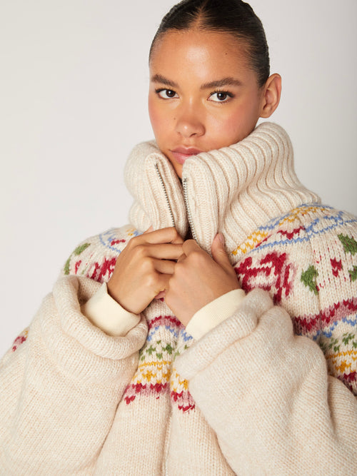 Aspen Knit Puffer in Cream Floral