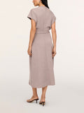 AirEssentials Draped Tie Waist Maxi Dress in Taupe Heather