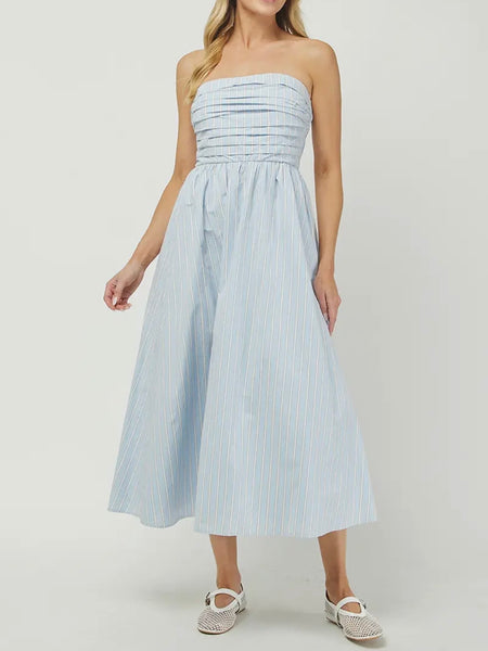 Sandy Strapless Dress in Sky
