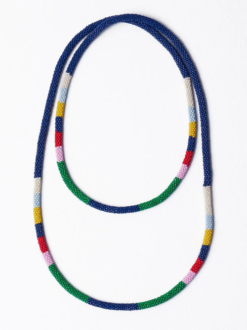 Allie Seed Bead Long Necklace in Navy