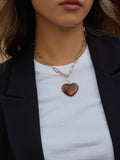 Rouelle Heart Chain Necklace in Brown