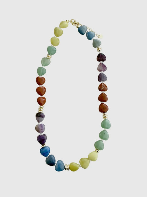 Morgan Heart Bead Necklace in Rainbow