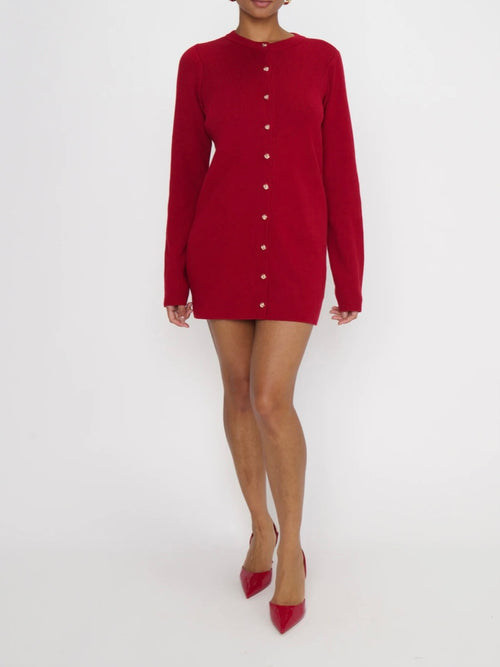 Marguerite Cardigan Dress in Lover Red Knit