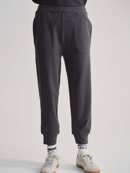 Brushed Rib Slim Cuff Pant 25 in Black Marl