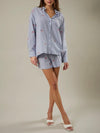 Embroidered Flag Button Down in Navy & White