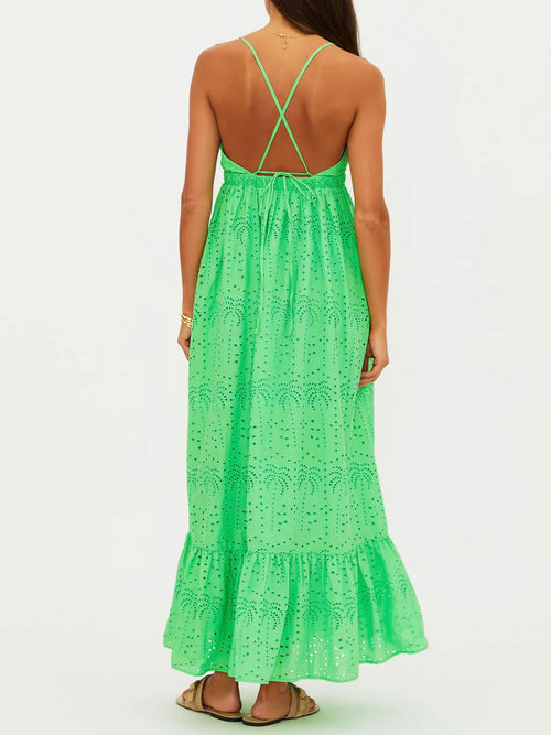 Ruthie Dress in Palm Eyelet