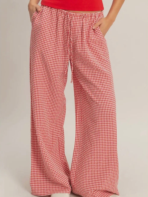 Bring The Gingham Pant in Red