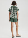 Joelle Crochet Polo Top in Cilantro