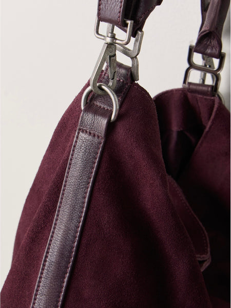 Suzie Suede Slouch Tote in Fig