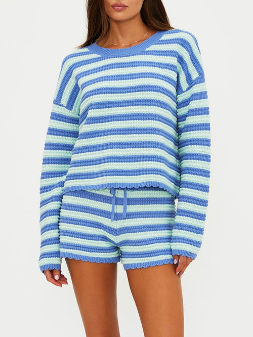 Beach Sweater in Sapphire Sea Stripe