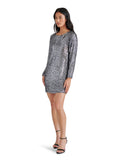 Ginger Sequin Dress in Silver Grey