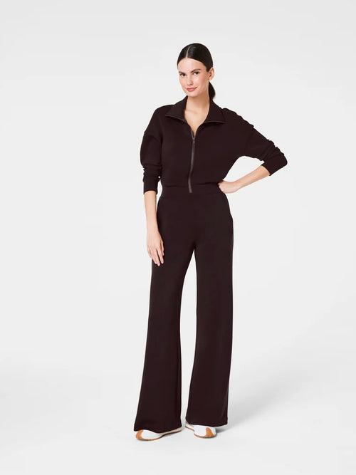 AirEssentials Long Sleeve Wide Leg Jumpsuit in Truffle Brown