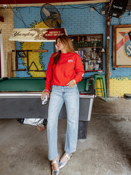 Kansas City Varsity Sweatshirt in Red