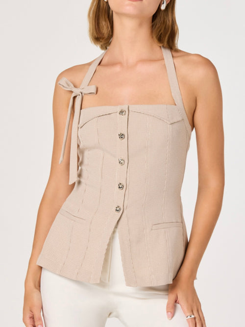Cithara Top in Tan Checker