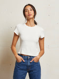 Gabby Sweater Rib Short Sleeve in Sugar