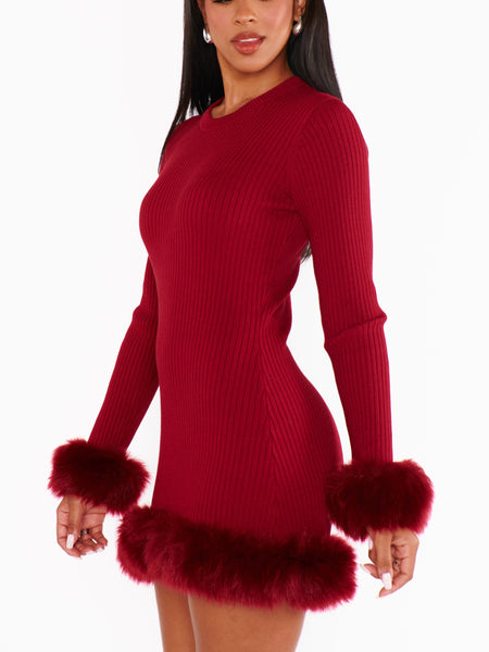 Fran Dress in Cranberry Rib