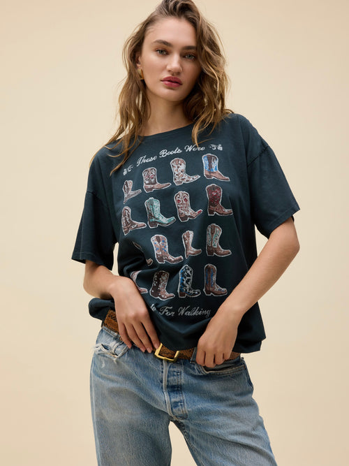 Boots For Walking Merch Tee in Vintage Black