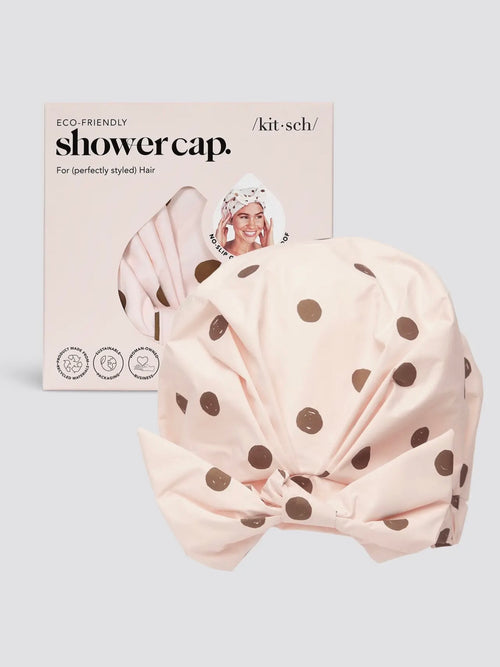 Luxury Shower Cap in Blush Dot